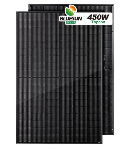 31x BLUESUN 450W FULL BLACK HALF CELL TOPCON BSM450M10-54HNH GLAS/GLAS Bifacial N-Type 35mm RAHMEN