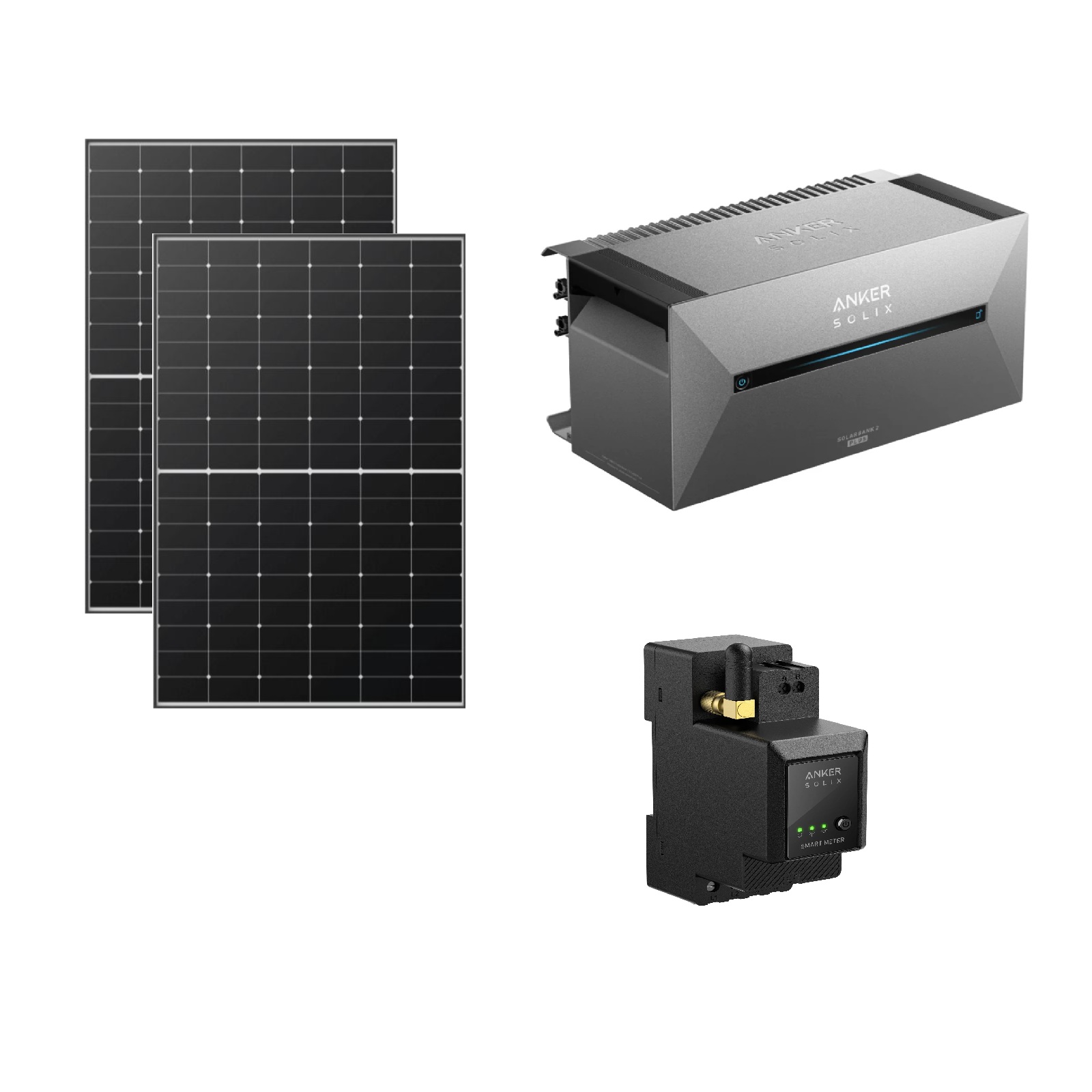 ⚡Anker Super Einsteiger Set⚡1x Anker SOLIX Solarbank 2 E1600 PLUS + 2x Longi 435W + Anker SOLIX Smartmeter