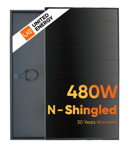 37x UNITED ENERGY 480W ULTRA BLACK SHINGLED PV Modul UE480M-48H