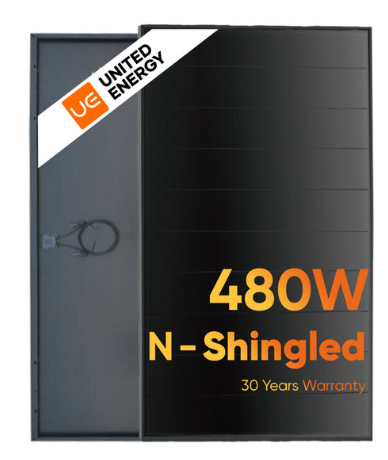 UNITED ENERGY 480W ULTRA BLACK SHINGLED PV Modul UE480M-48H