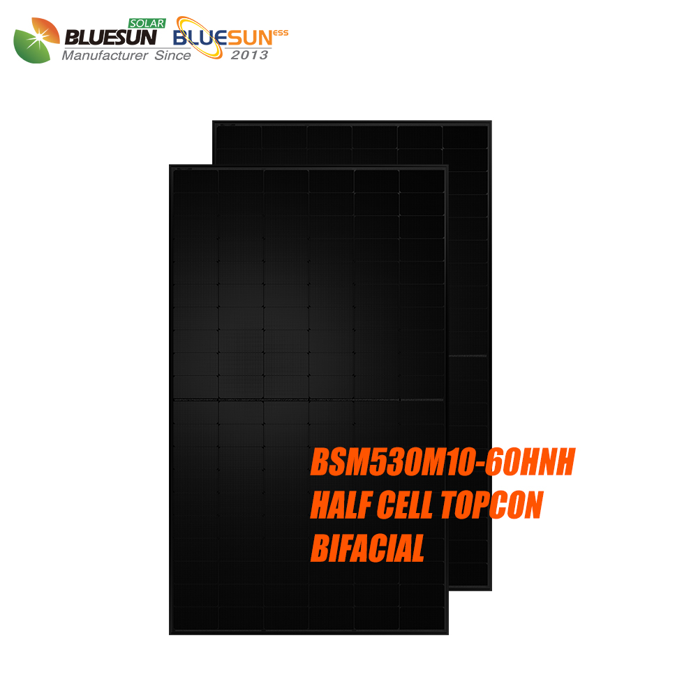 BLUESUN 530W FULL BLACK HALF CELL TOPCON BIFACIAL BSM530M10-60HNH